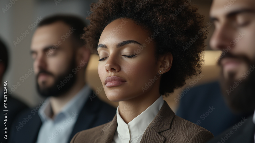 Meditation at work featuring employees seated in chairs, eyes closed, practicing mindful breathing to manage workplace stress
Meditation at work featuring employees seated in chairs, eyes closed, practicing mindful breathing to manage workplace stress