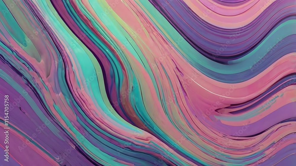 Gradient holographic neon wave showcasing iridescent metallic surface in 3D render Gradient holographic neon wave showcasing iridescent metallic surface in 3D render