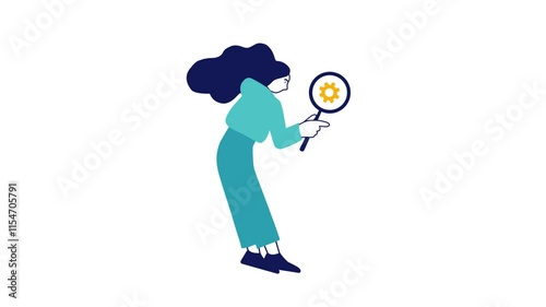 Girl Search for updates Animated Illustration