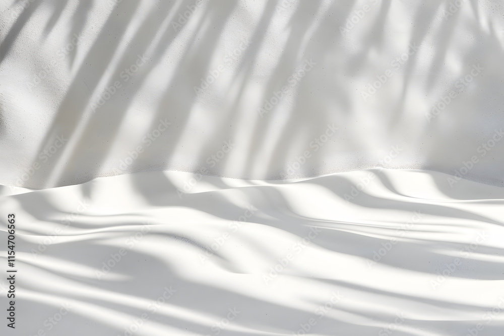 Fototapeta premium White Wall and Fabric with Palm Leaf Shadows