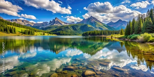 Minimalist photography captures Colorado's Trout Lake's serene mountain vista.