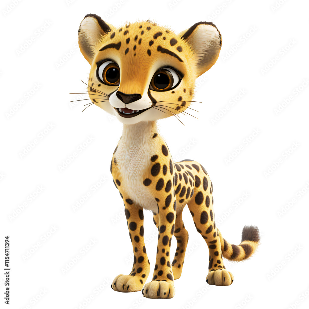 Adorable Cartoon Cheetah Cub Cute Wildlife Animal Character 3D Render Adorable Cartoon Cheetah Cub Cute Wildlife Animal Character 3D Render