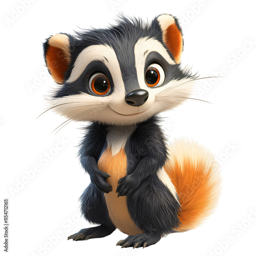 Adorable Cartoon Raccoon Cute Animal Character 3D Render photo