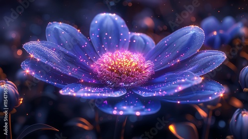 Glowing blue flower with sparkles.