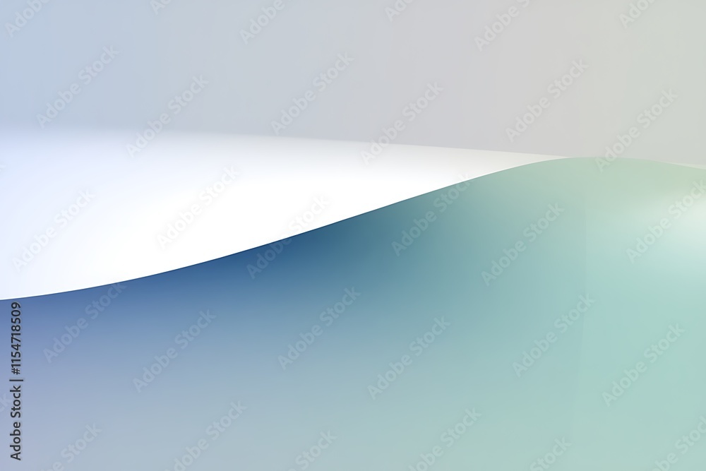 Abstract Curving White Paper Over Blue Green Gradient Background