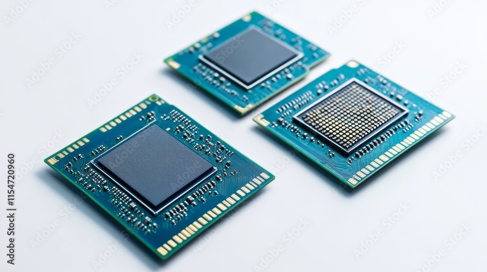 Futuristic Chips on White Background with High Contrast Futuristic Chips on White Background with High Contrast