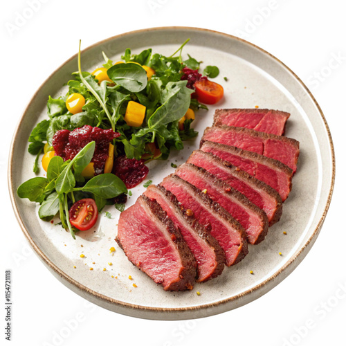 grilled meat with vegetables on transparent background
