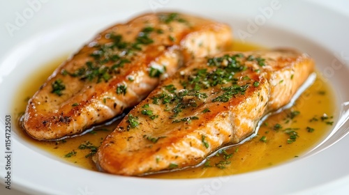 Pan-Fried Salmon Steak with Herb Butter Sauce