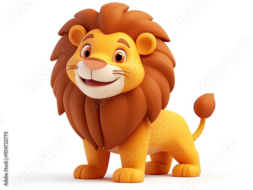 Adorable 3D cartoon lion illustration, isolated on a white background, perfect for kids' designs, educational materials, or playful themes. photo