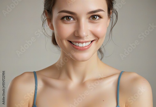 A portrait of a compassionate woman with a gentle and caring expression.