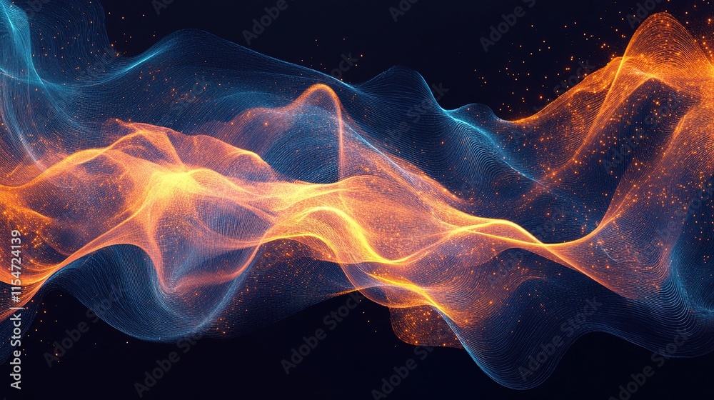 Fototapeta premium Flowing Abstract Background in Orange and Blue Tones