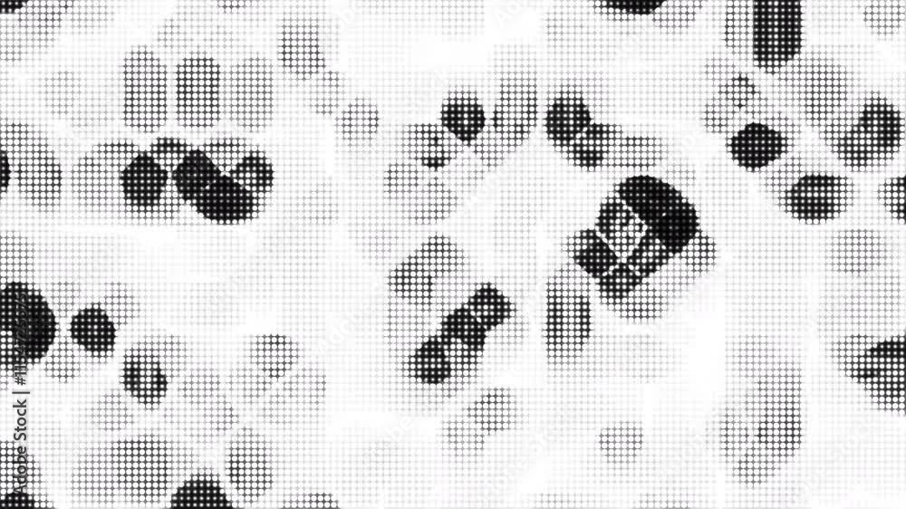 Black and white halftone dots creating abstract shapes ideal for graphic design projects backgrounds patterns and artistic concepts