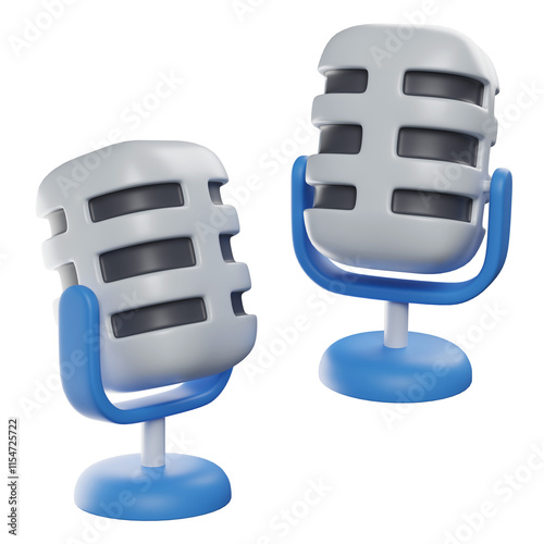silver blue mic 3D icon graphic