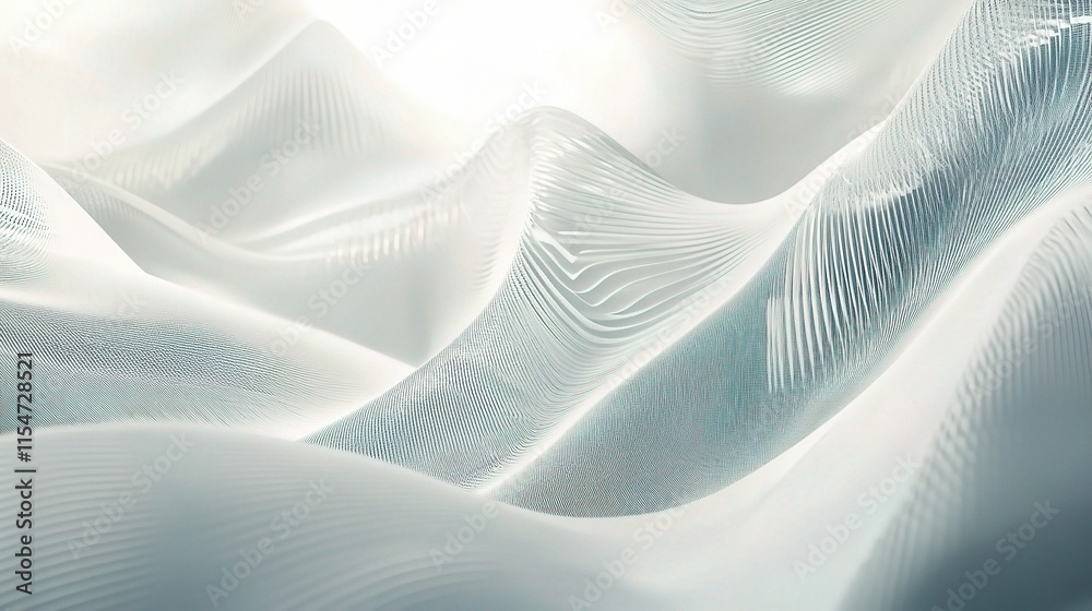 Naklejka premium Abstract White and Silver Gradient Background with Flowing Waves