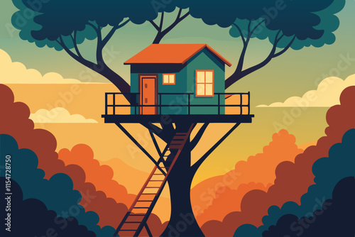 A treehouse in a large tree