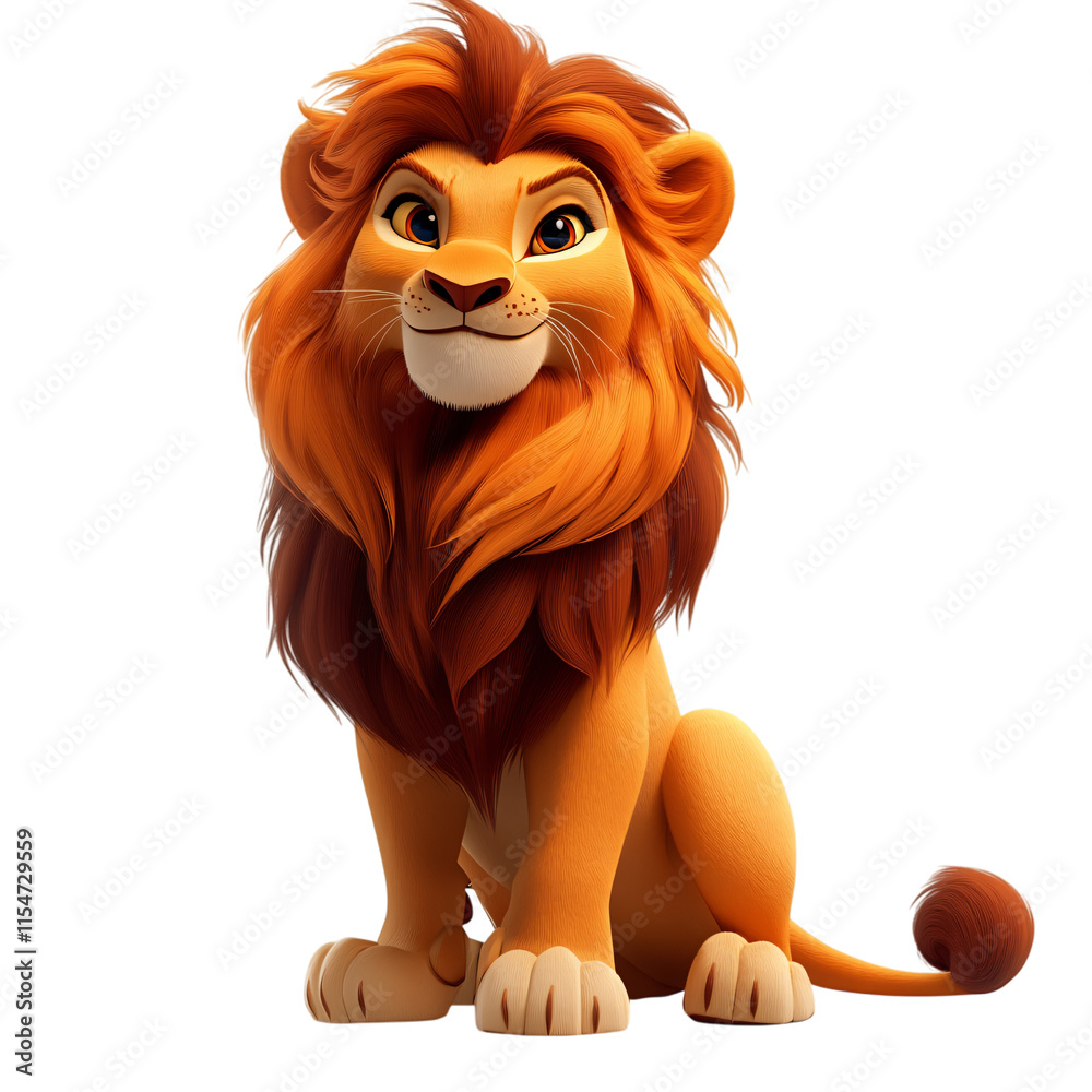 Cute Cartoon Lion Cub Adorable Jungle King 3D Render Cute Cartoon Lion Cub Adorable Jungle King 3D Render