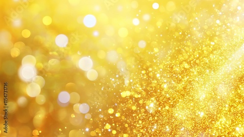 Bright yellow background with scattered golden sparkles, creating a shimmering, vibrant effect photo