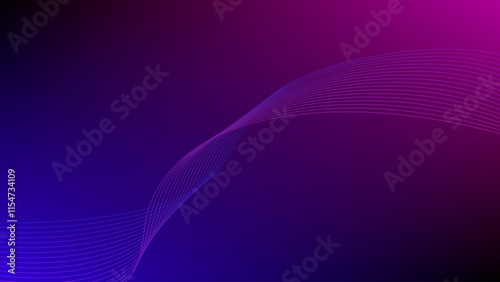 Wavy blended lines with purple blue gradient mesh abstract background