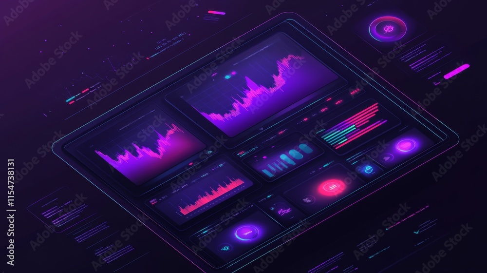 Obraz premium Modern Flat Design Dashboard with Vintage Style Elements