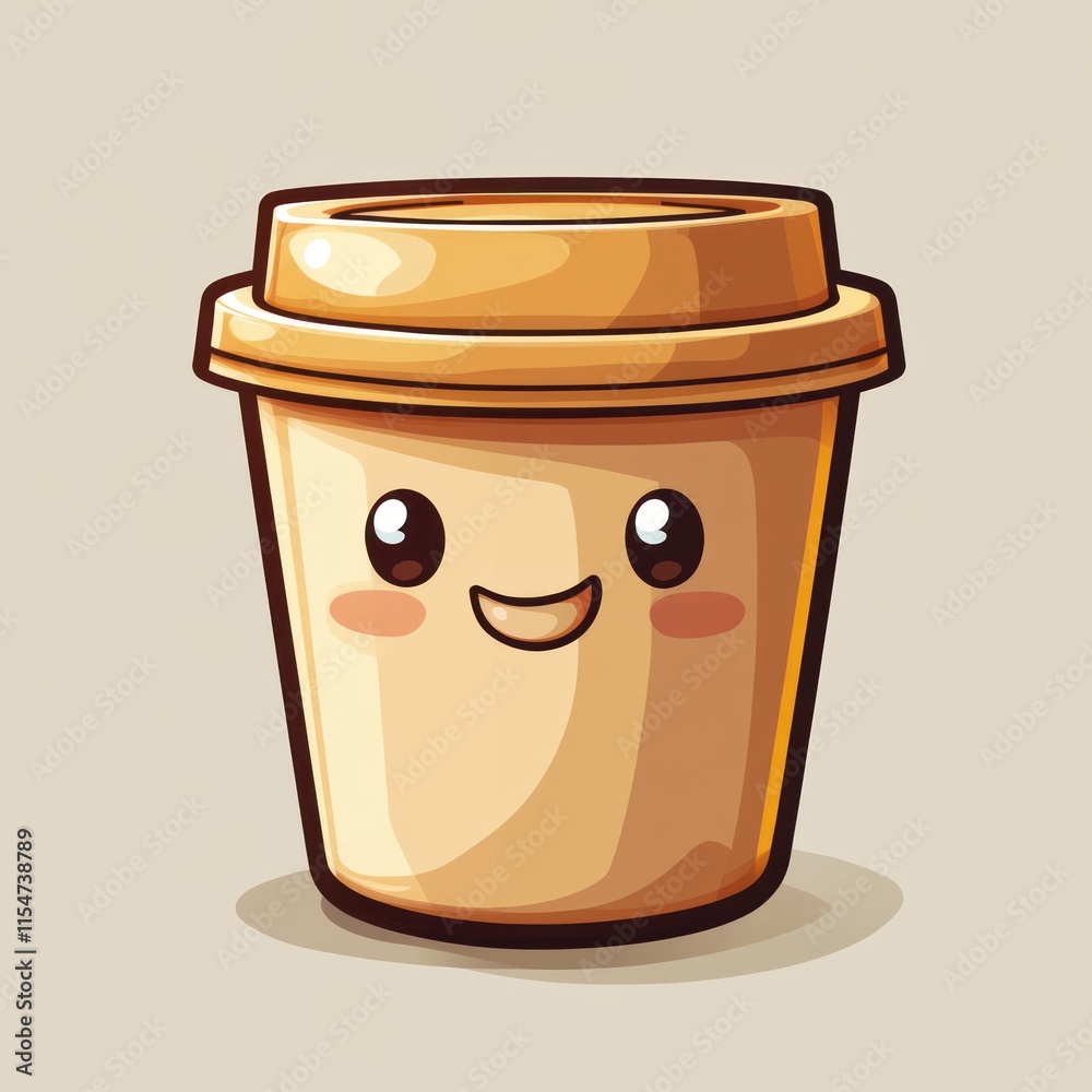 Cute cartoon coffee cup with a happy face. Cute cartoon coffee cup with a happy face.