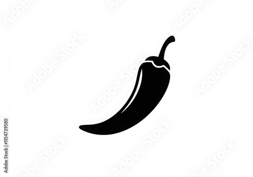 Black silhouette, chili pepper icon, simple design, minimalist illustration, spicy food symbol, vector