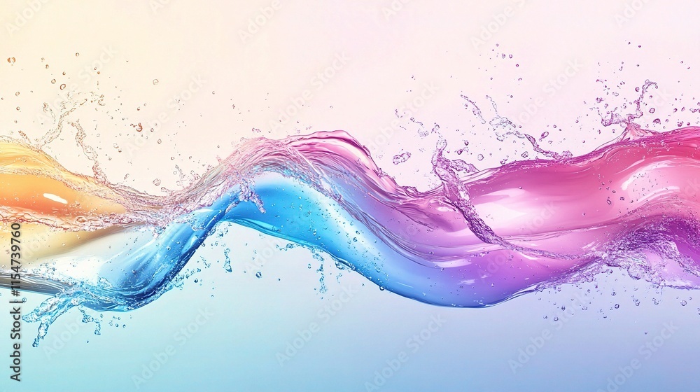 Abstract Summer Background with Colorful Water Splashes and Waves Abstract Summer Background with Colorful Water Splashes and Waves