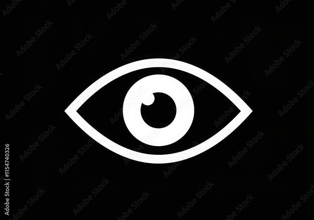 minimalist eye icon, black and white, graphic design, simple shapes, circular pupil, almond minimalist eye icon, black and white, graphic design, simple shapes, circular pupil, almond