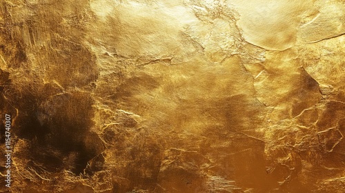 Shiny yellow gold wall texture with glossy light reflection, foil paint surface, smooth and reflective metallic finish on wall sheet photo