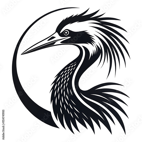 cranes bird head logo silhouette vector art illustration photo