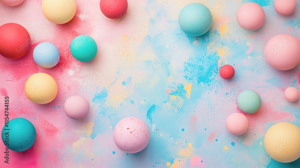 Geometric Pastel Spheres in Abstract Colorful Background Arrangements Geometric Pastel Spheres in Abstract Colorful Background Arrangements