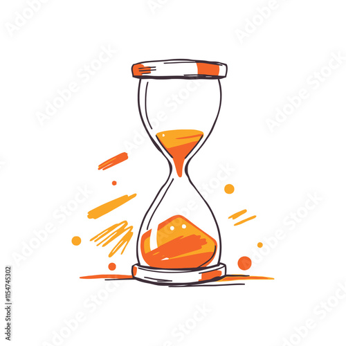 Hand Drawn Style Hourglass Vector for Business and Productivity Graphics