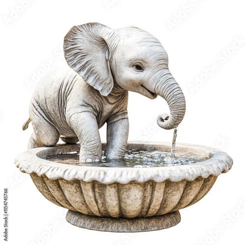 charming elephant statue playfully splashing in fountain photo