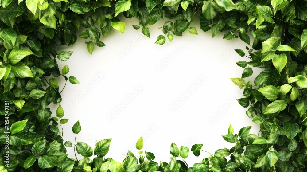 Rectangular Frame of Lush Green Leaves and Foliage Rectangular Frame of Lush Green Leaves and Foliage