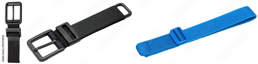 Black and blue adjustable straps isolated with transparent background Black and blue adjustable straps isolated with transparent background