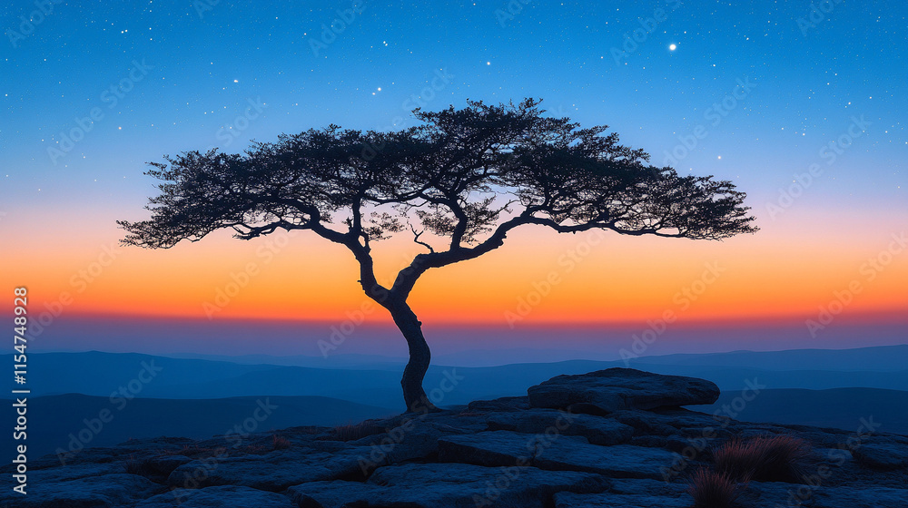 A lone tree silhouette stands against a calm and clear evening sky symbolizing solitude, resilience, and the beauty of nature's quiet moments
A lone tree silhouette stands against a calm and clear evening sky symbolizing solitude, resilience, and the beauty of nature's quiet moments