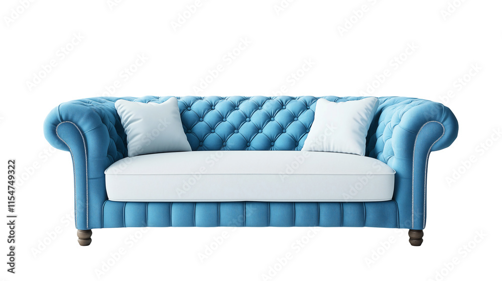 Blue and white leather luxury sofa for modern living room reception or lounge Blue and white leather luxury sofa for modern living room reception or lounge