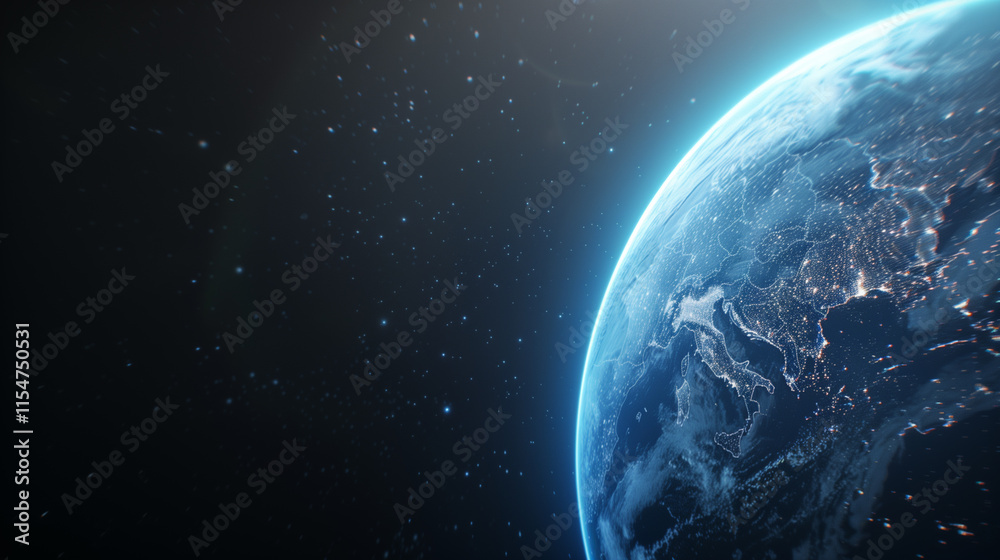 Fototapeta premium Close up of Earth from Space with Atmospheric Glow 