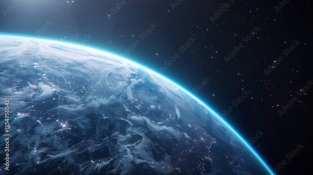 Fototapeta premium Close up of Earth from Space with Atmospheric Glow 