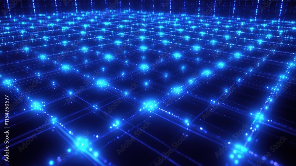 Abstract Dark Blue Futuristic Digital Grid Background Design
