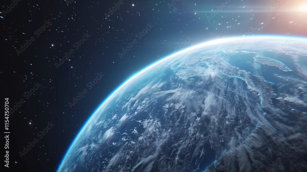 Fototapeta premium Close up of Earth from Space with Atmospheric Glow 