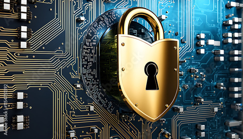 shield with a digital lock over a circuit board