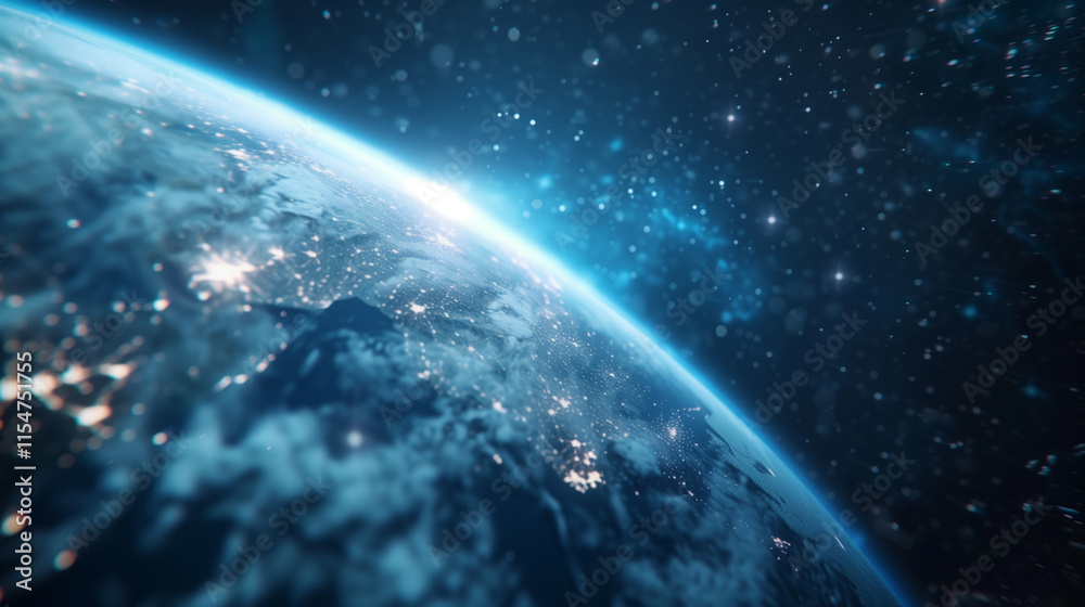 Fototapeta premium Close up of Earth from Space with Atmospheric Glow