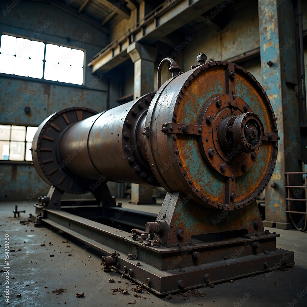 Rusty Industrial Machine in Abandoned Factory Setting new image Rusty Industrial Machine in Abandoned Factory Setting new image