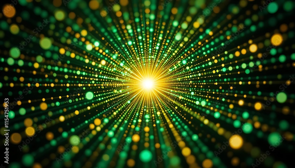 Green and Gold Light Particle Tunnel Burst Green and Gold Light Particle Tunnel Burst
