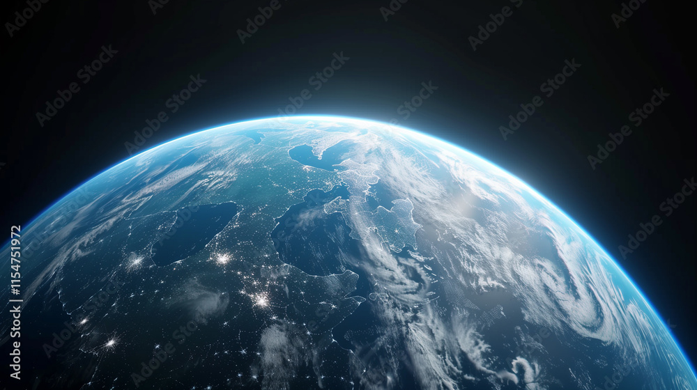 Obraz premium Close up of Earth from Space with Atmospheric Glow 
