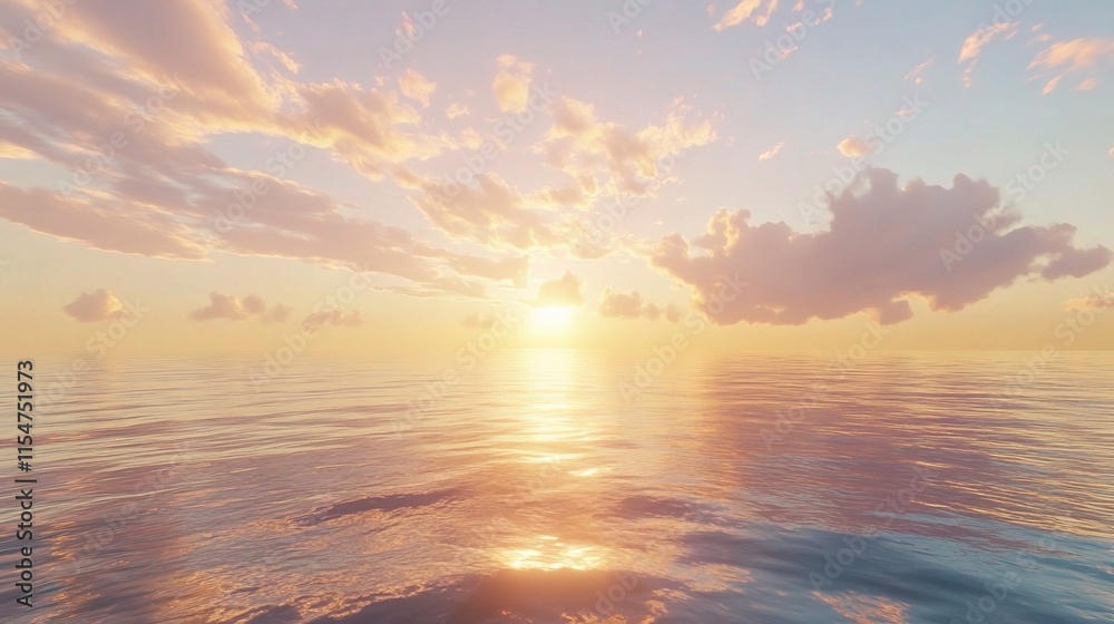 Obraz premium Beautiful Sunrise Over the Calm Sea with Stunning Cloudscape