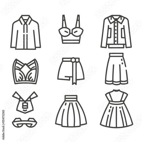Cloth icon vector set