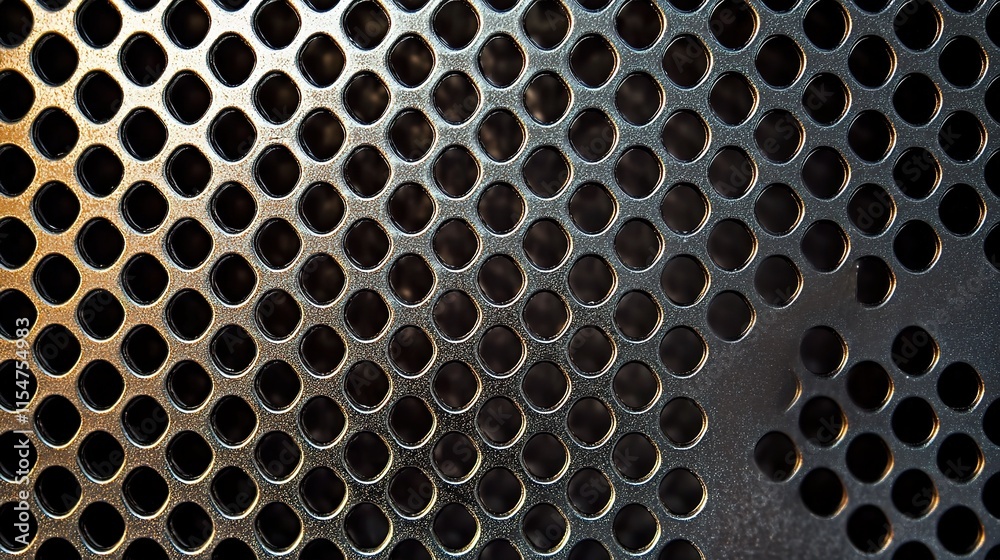 Hexagonal Abstract Metal Background with Illuminated Soft Glow