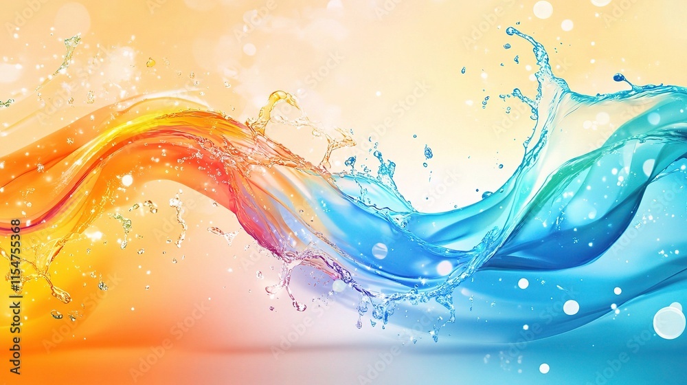 Colorful Abstract Water Splashes with Summer Vibes and Background Colorful Abstract Water Splashes with Summer Vibes and Background