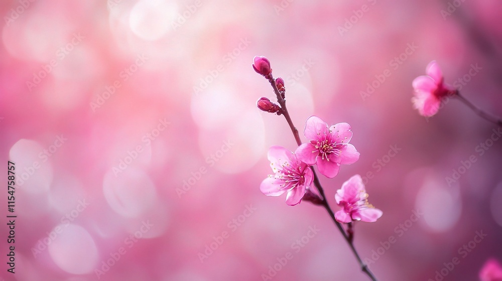 Soft Focus Nature Background with Pink Blossoms and Blurred Effects Soft Focus Nature Background with Pink Blossoms and Blurred Effects